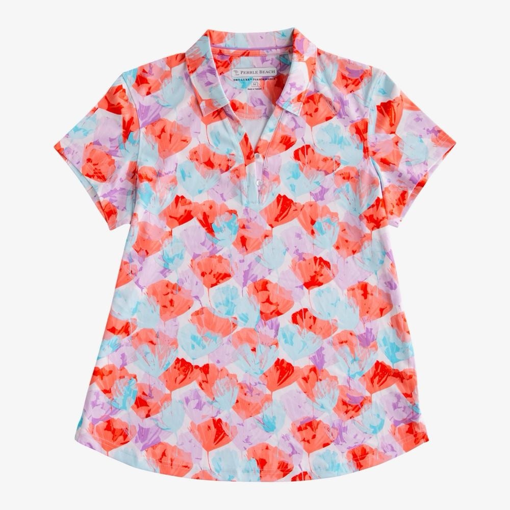 Pebble Beach Firelight Printed Women's Short Sleeve Golf Polo Shirt